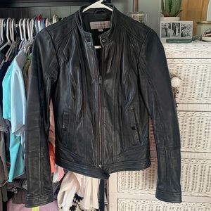 Marc New York Black Leather Moto Jacket Small
